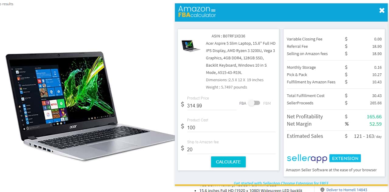 chrome extension amazon fba calculator