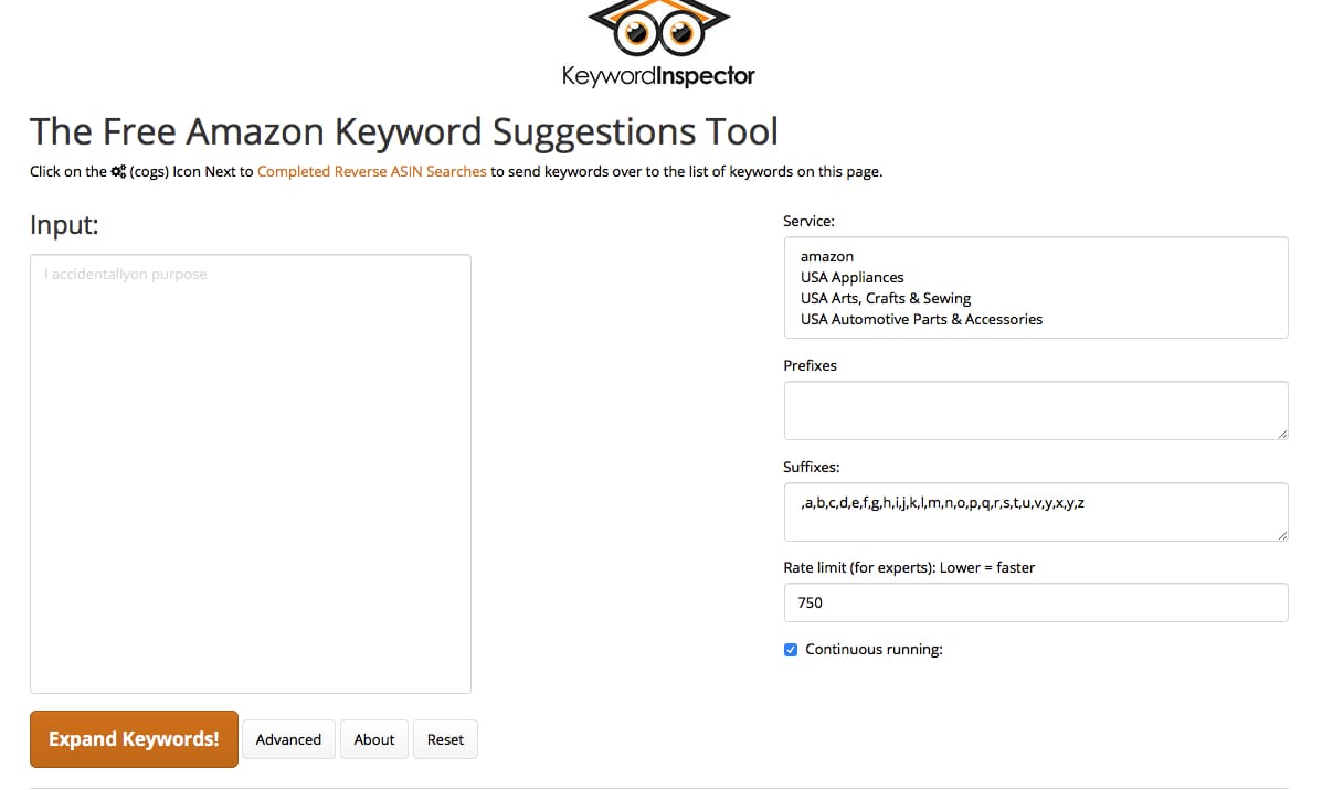 free amazon keyword tools