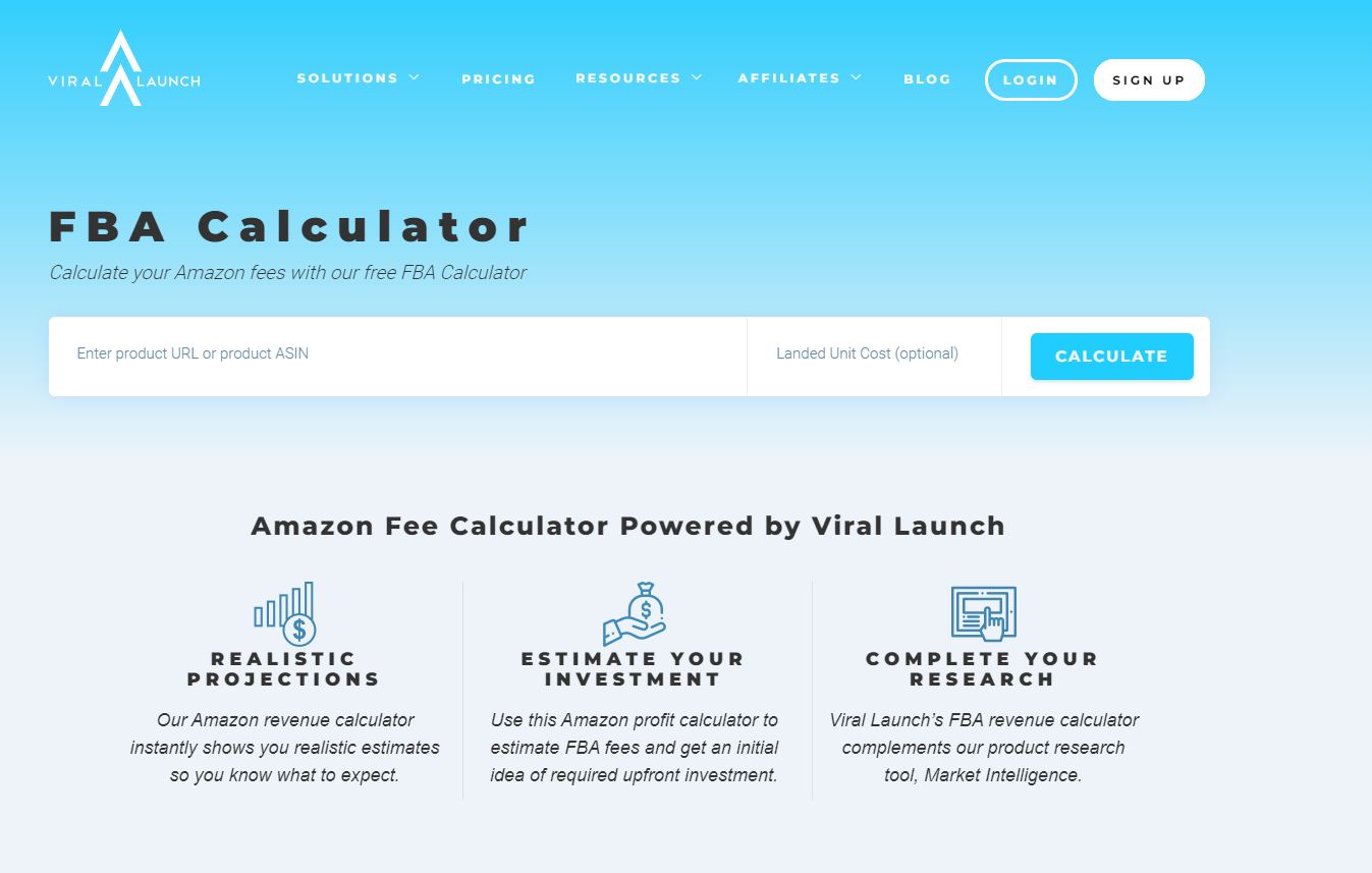 viral launch fba fees estimator