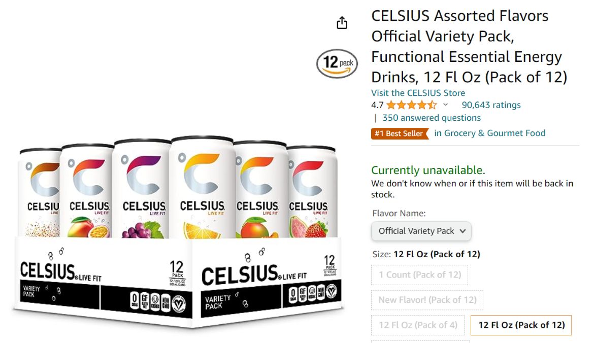 Celsius top seller drink 