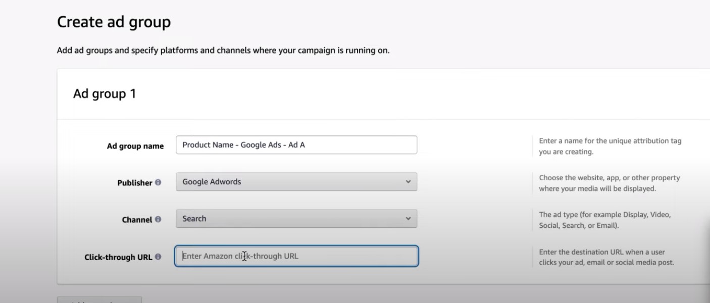 amazon creating ad group