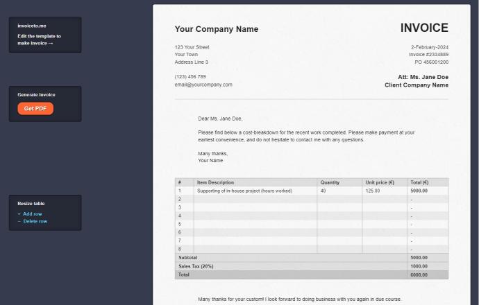 invoice generator for amazon